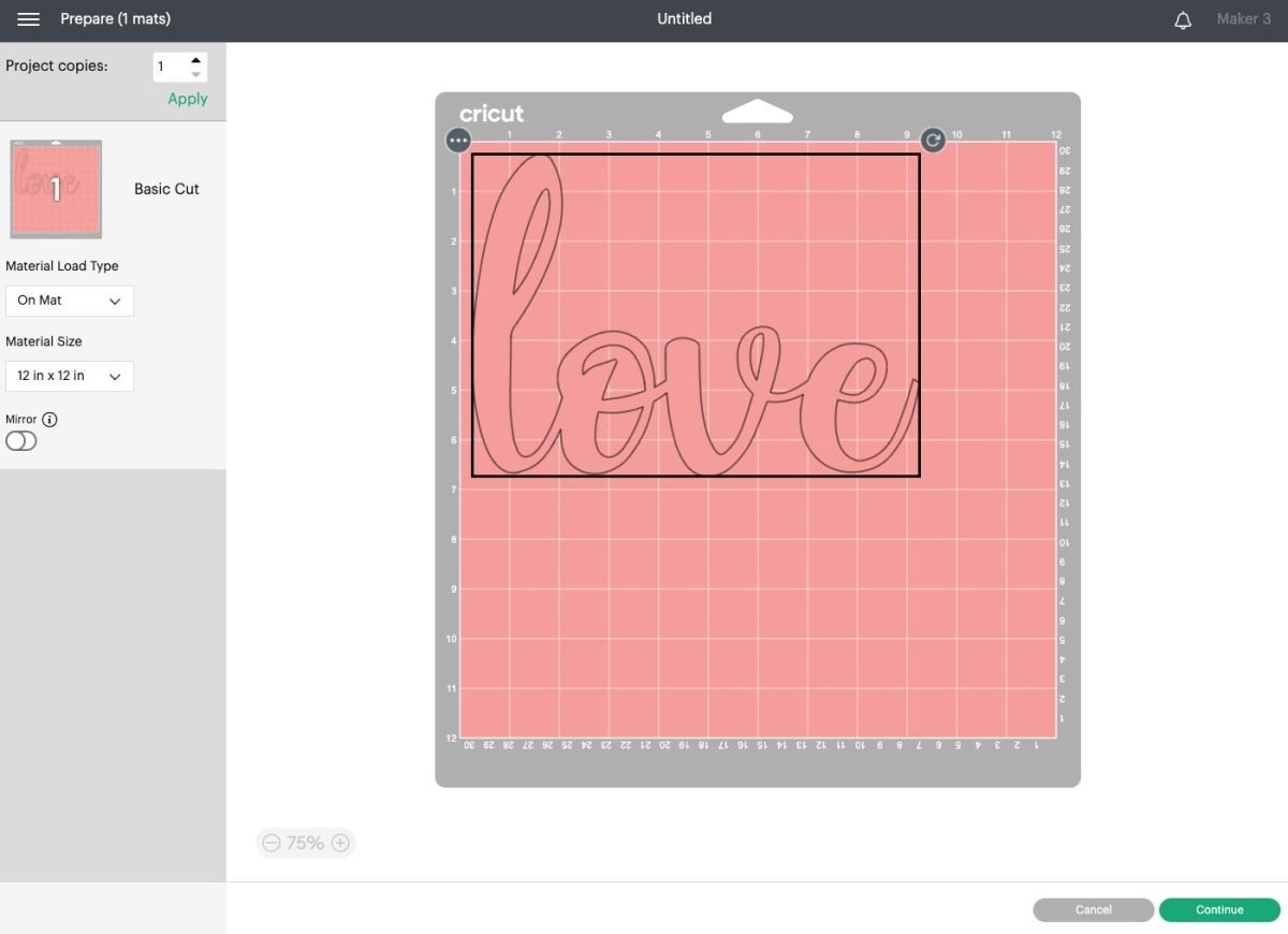 DS - Preview screen showing "love" welded.