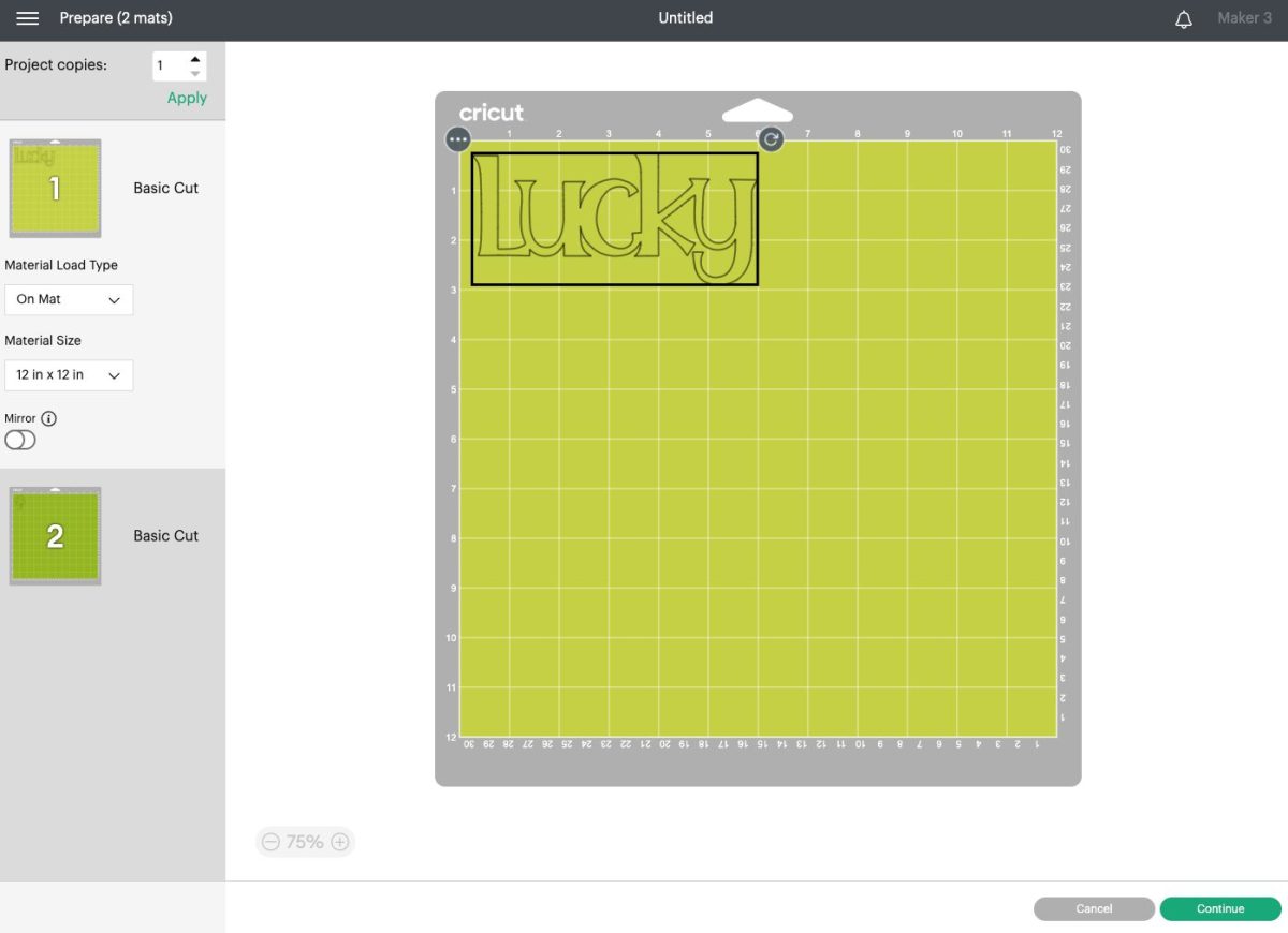 DS - Prepare screen with images on two separate mats