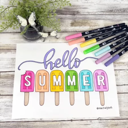 Hello Summer printable coloring page