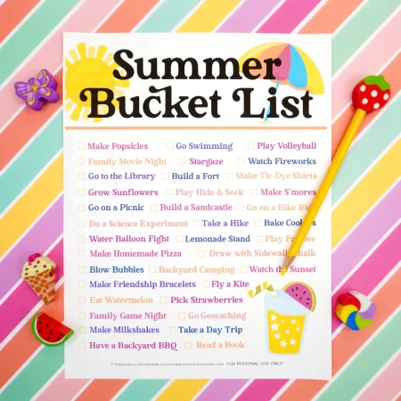 Printable summer bucket list