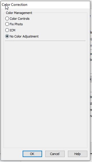 Screenshot: No Color Management