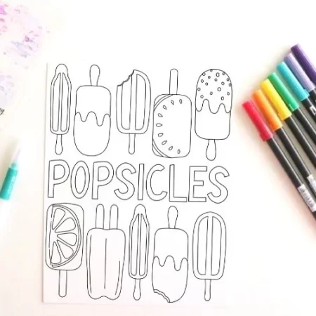 Printable popsicle coloring page