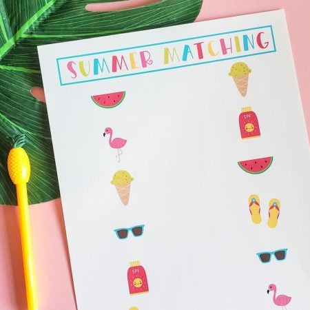Printable summer matching page