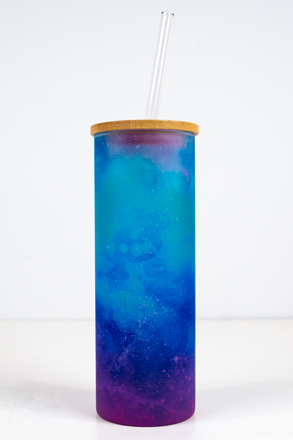 Sublimation tumbler with dark blue galaxy image