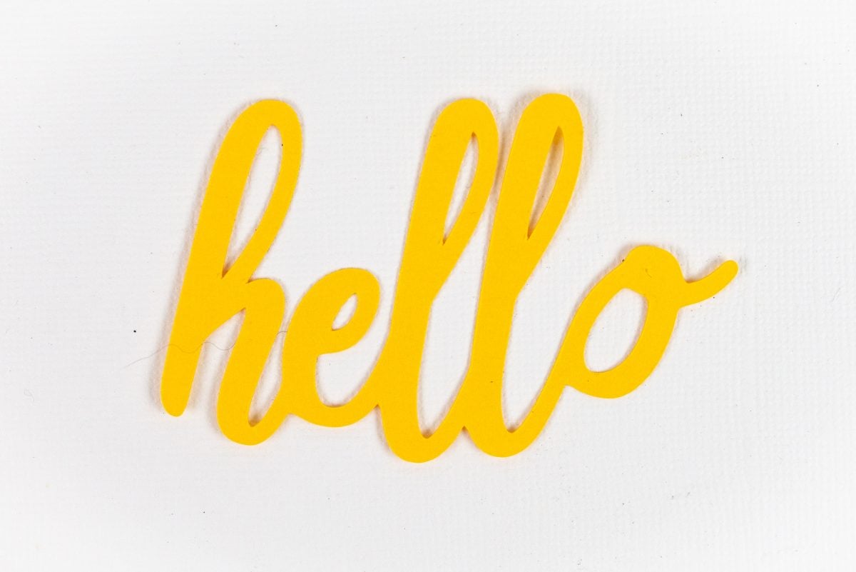 Hello cut from yellow cardstock