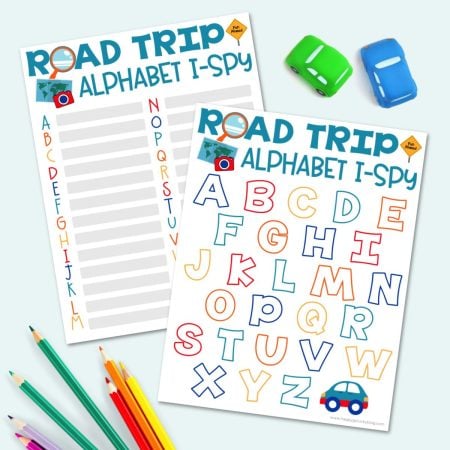 Road trip Alphabet I Spy printable game