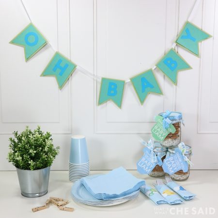 Blue baby shower banner