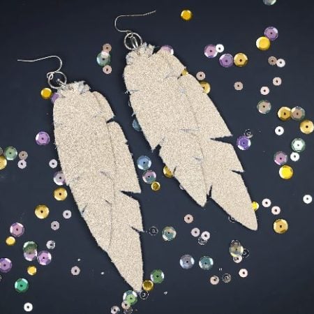 A pair of leather feather earrings