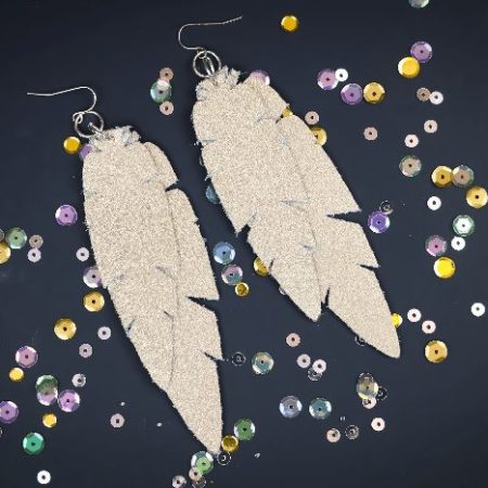 DIY CRICUT JOY FAUX LEATHER EARRINGS  Feather Glitter Faux Leather  Earrings Cricut JOY Tutorial 