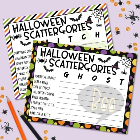 Printable Halloween Scattergories game
