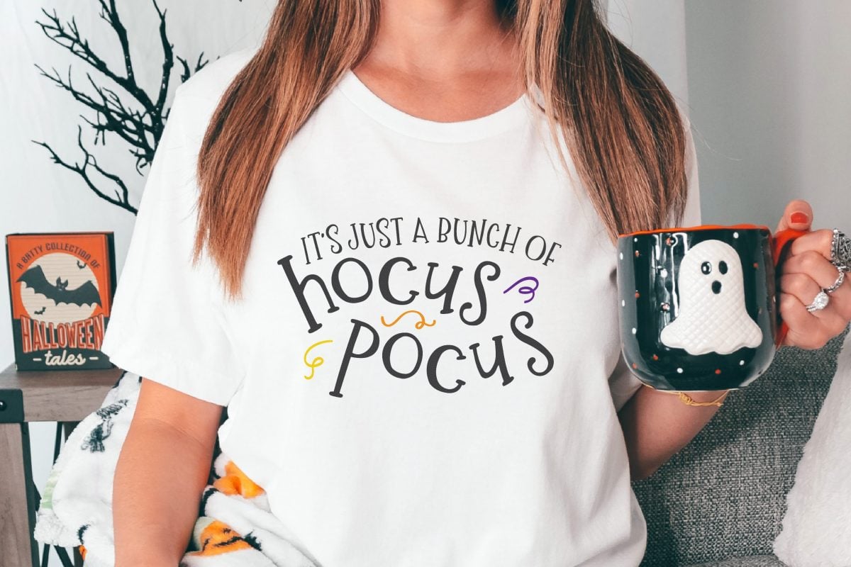 Hocus Pocus image on white shirt