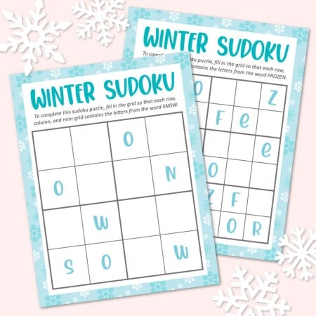 Printable winter Sudoku puzzles