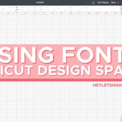 Design Space Canvas with "Using Cricut Design Space Fonts" on pink bar