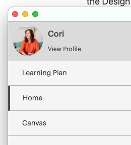 Design Space Screenshot: Learning Plan in dropdown menu.