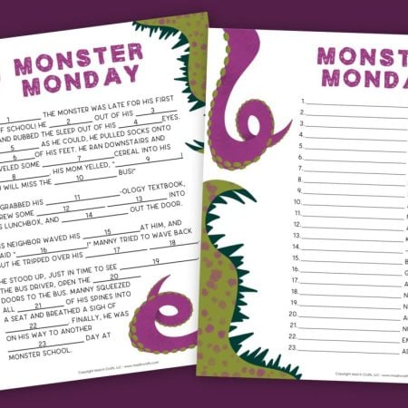 Monster mad lib printable pages