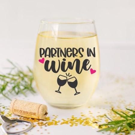 Wine glass with Partners in Wine SVG