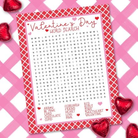 Printable Valentine's Day word search game