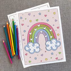 Free Printable Roll a Rainbow Coloring Game - Hey, Let's Make Stuff