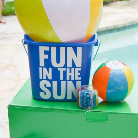 Blue bucket with Fun in the Sun SVG design on it