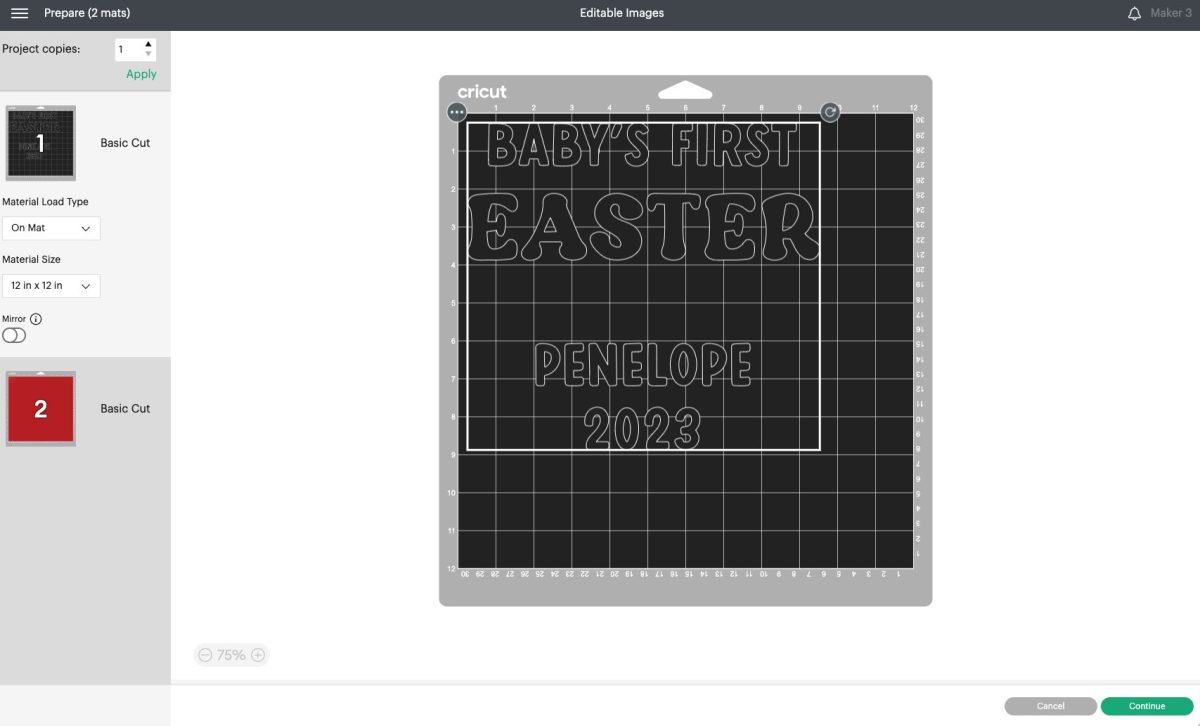 Baby's First Easter image in Prepare Screen on Cutting Mat