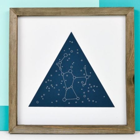 Framed sign with constellation artwork