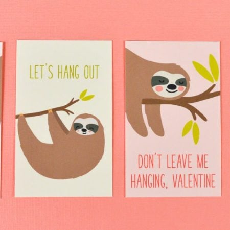 Sloth printable cards sayings on them