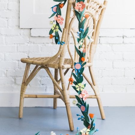 Summer garland draped over a chair