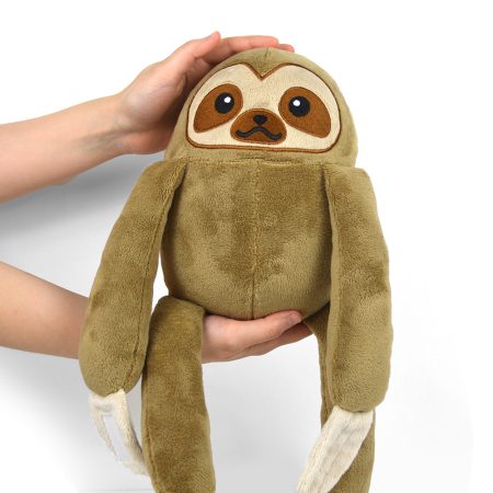 A person holding a sloth stuffed animal