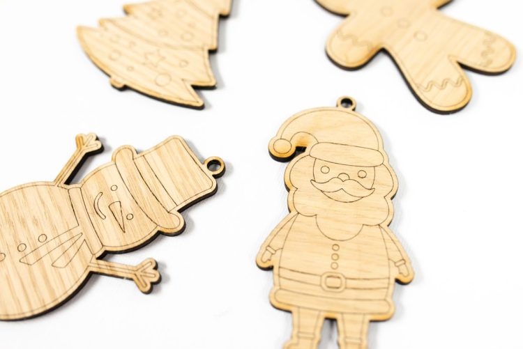 Laser Cut Wood Ornaments for Coloring or Painting