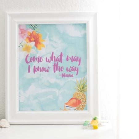 A picture in a white frame with the saying Come What May, I Know the Way