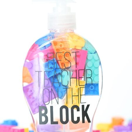 Lego soap bottle for best teacher on the block