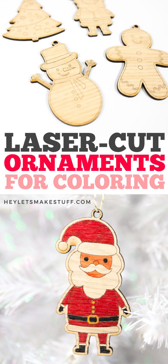 Laser Cut Wood Ornaments for Coloring Pin Image