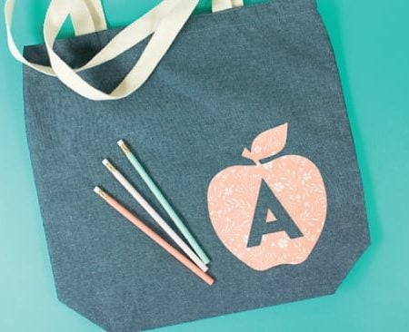 Apple tote teacher gift