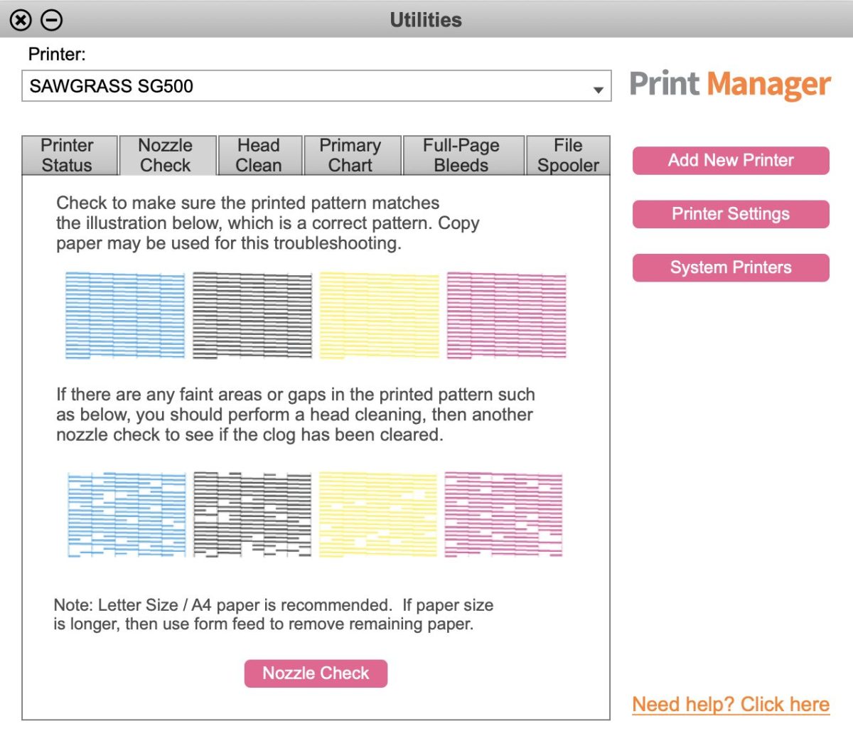 Screenshot Printer Utilities including Nozzle Check