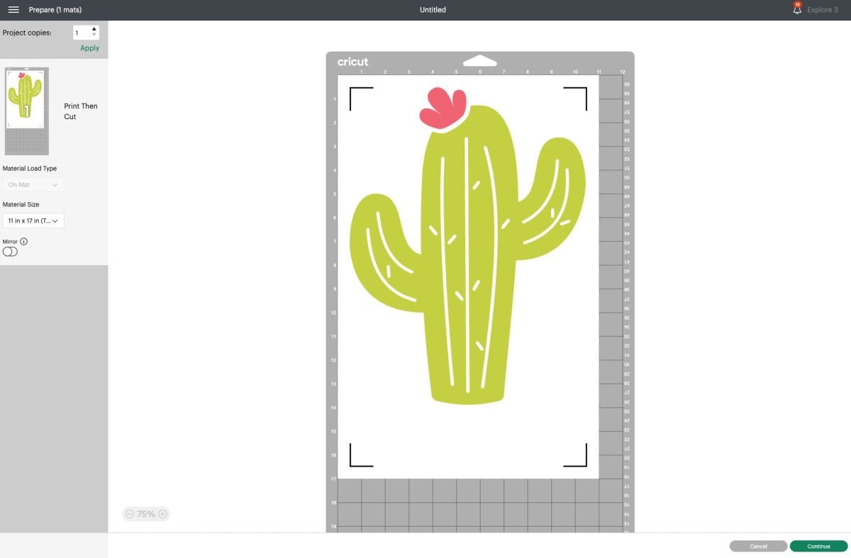 Cricut Design Space - Cactus on 11"x17" paper