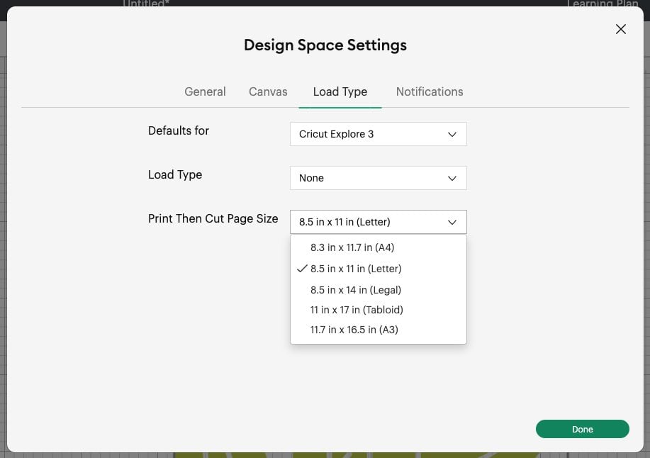 Cricut Design Space: Image load type
