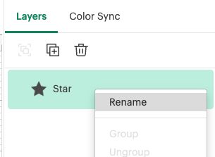 Screenshot in Layers Panel in Design Space showing the ability to rename your layers
