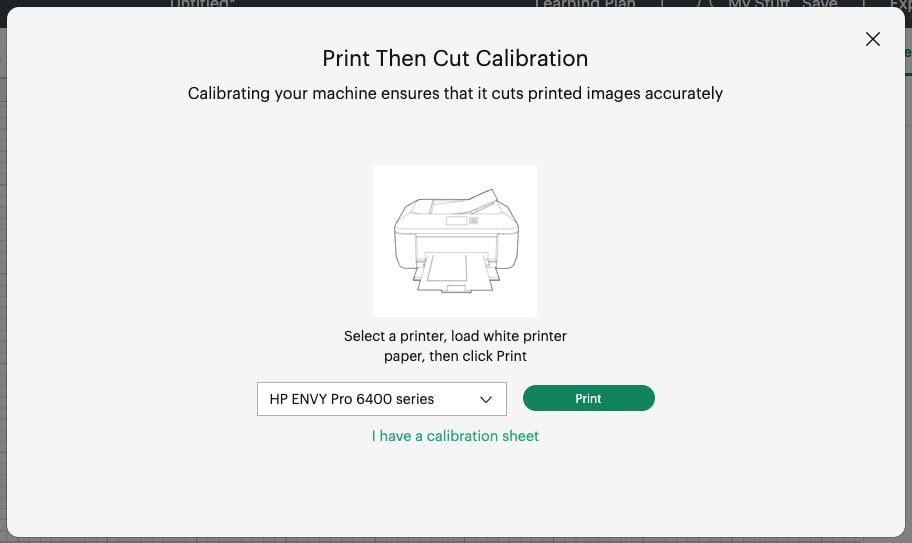 Cricut Design Space: Print then Cut Calibration, print the calibration sheet