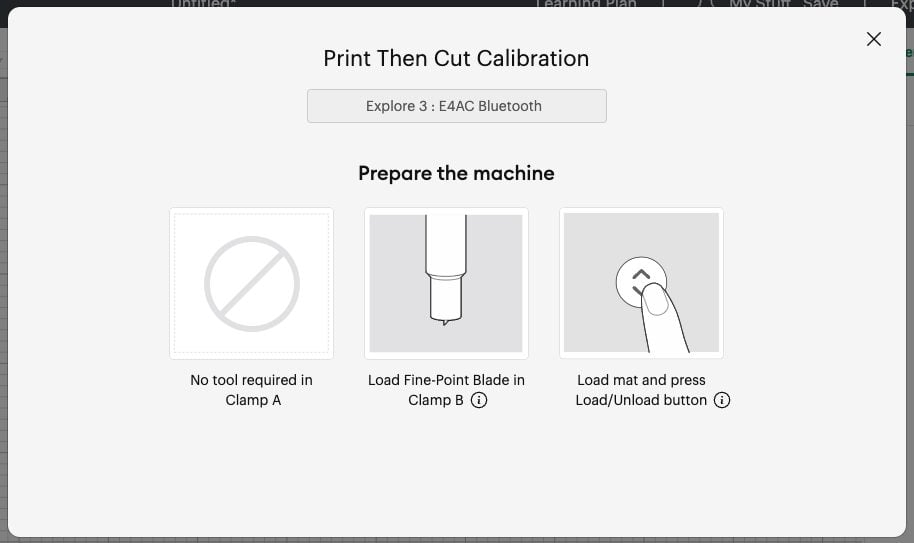 Cricut Design Space: Print then Cut machine preparation