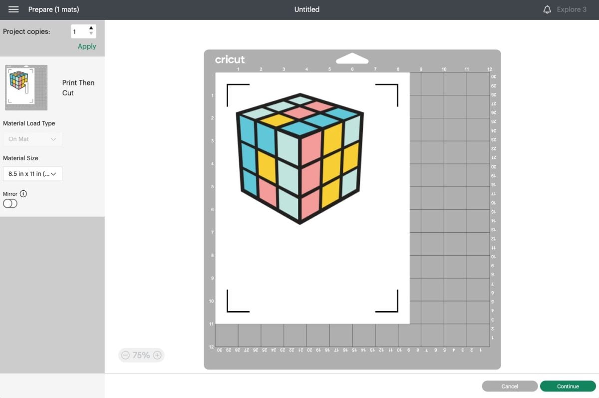 Rubik's Cube on Cricut Mat