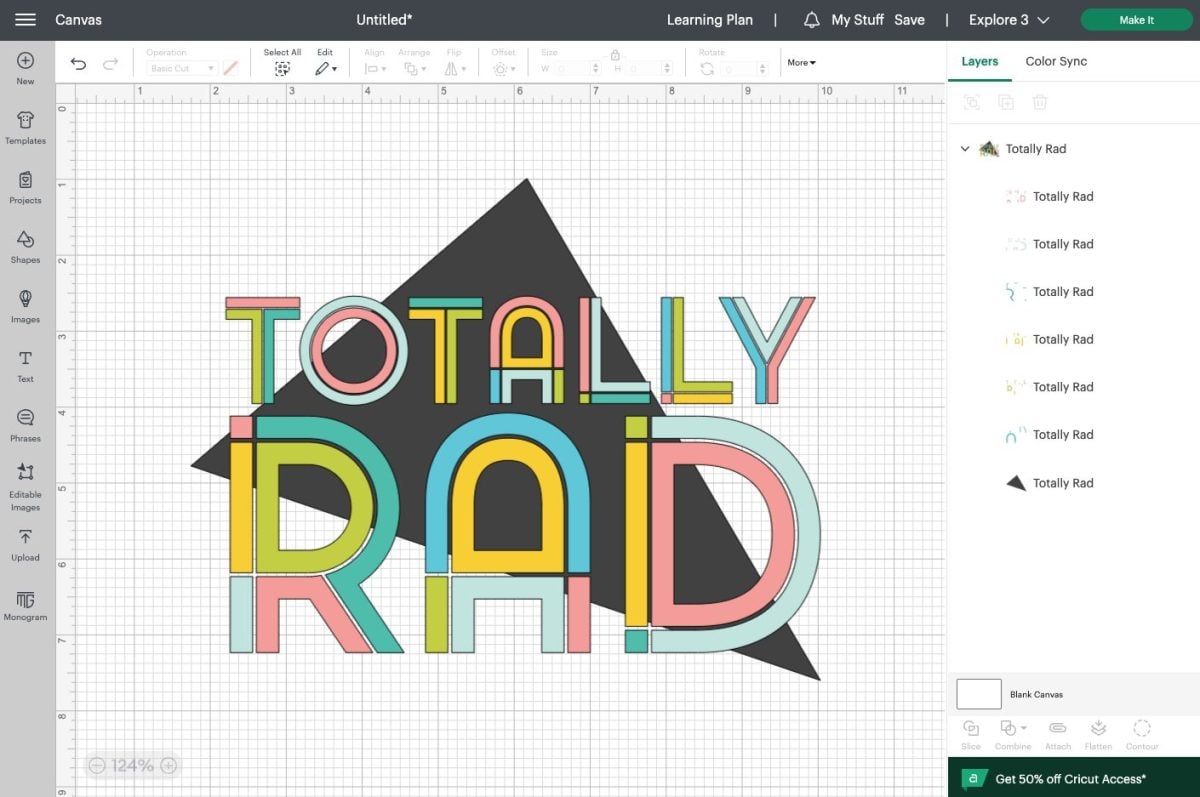 Cricut Design Space: Totally Rad image on Canvas