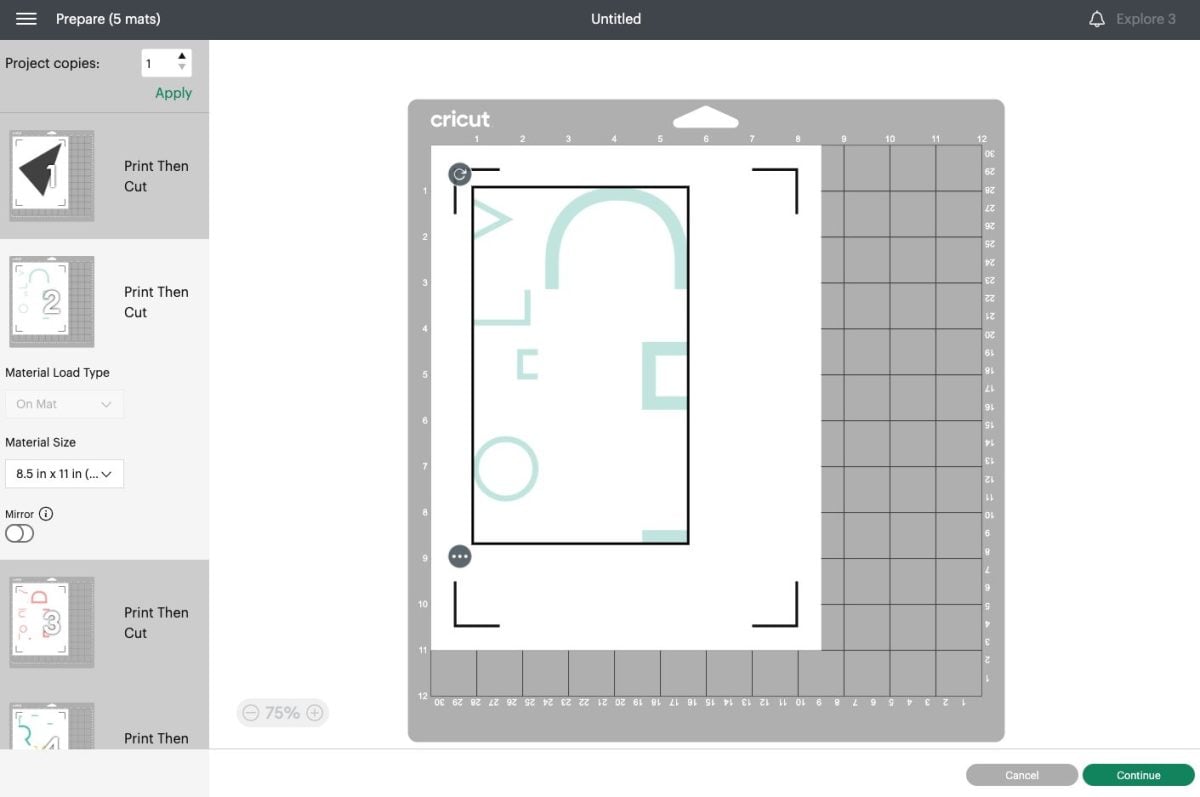 Cricut Design Space: Totally Rad image in Prepare Screen showing everything together.