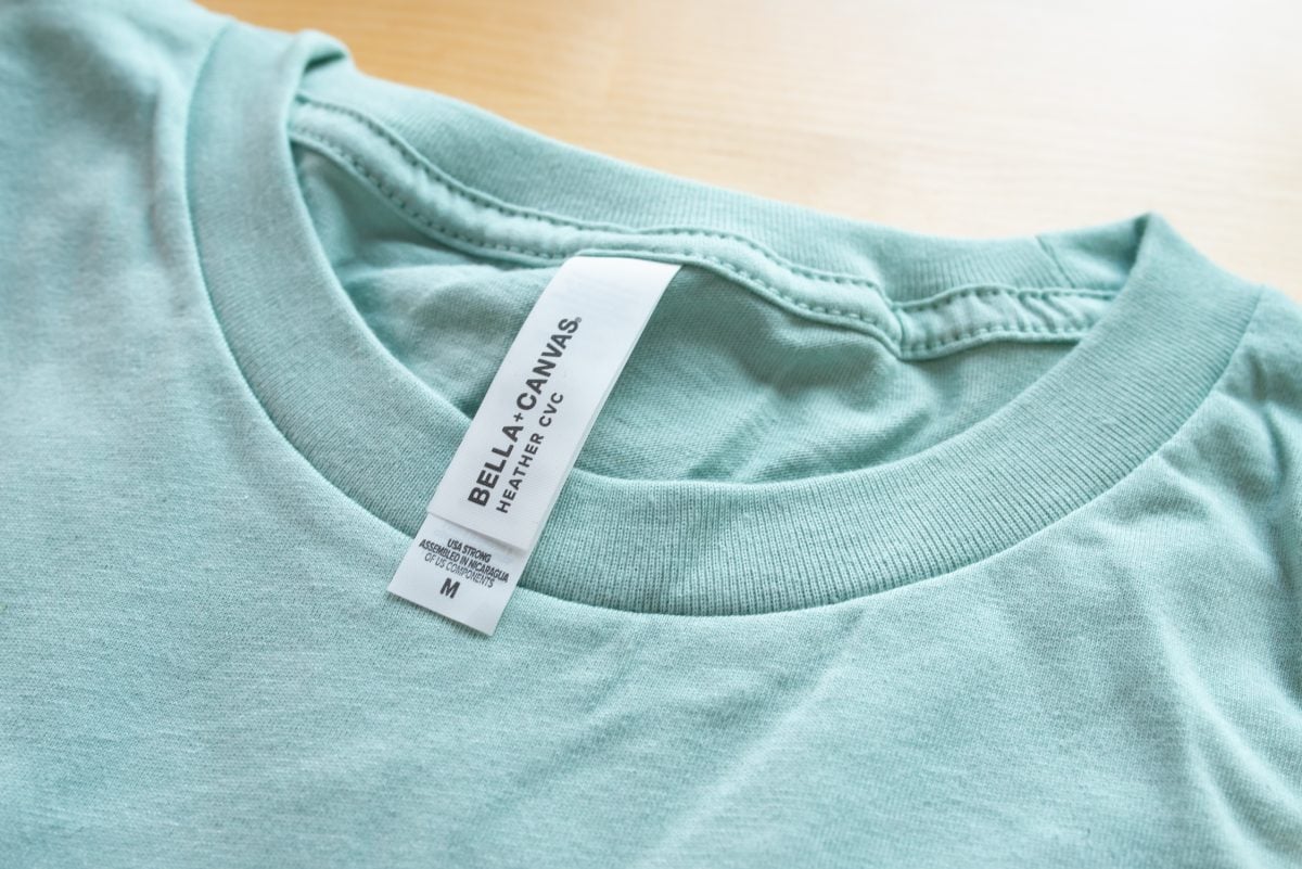 Closeup of Bella + Canvas tee