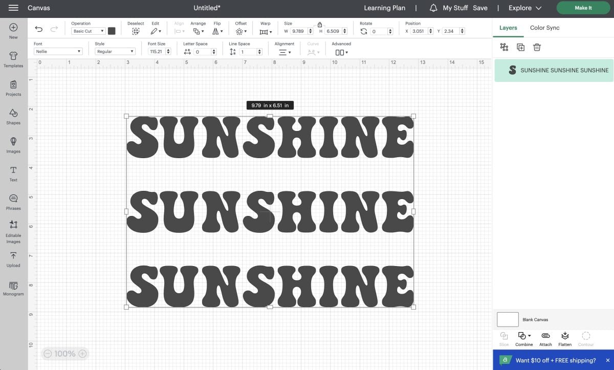 SUNSHINE font changed to Nellie