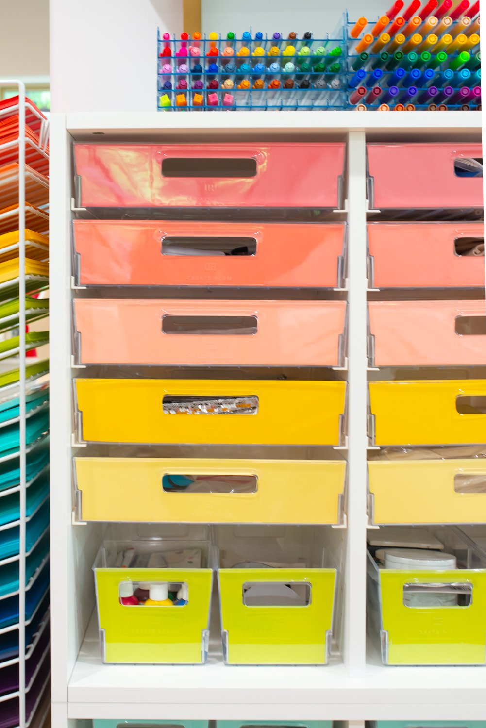 Close up of large drawers in Create Room Cubby