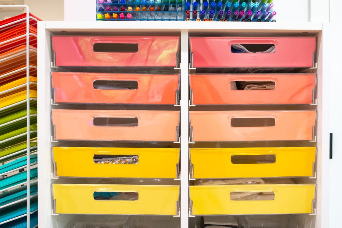 Close up of large drawers in Create Room Cubby
