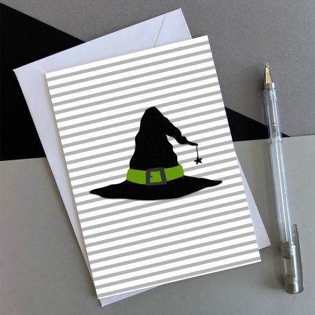 Card with a witch hat on it