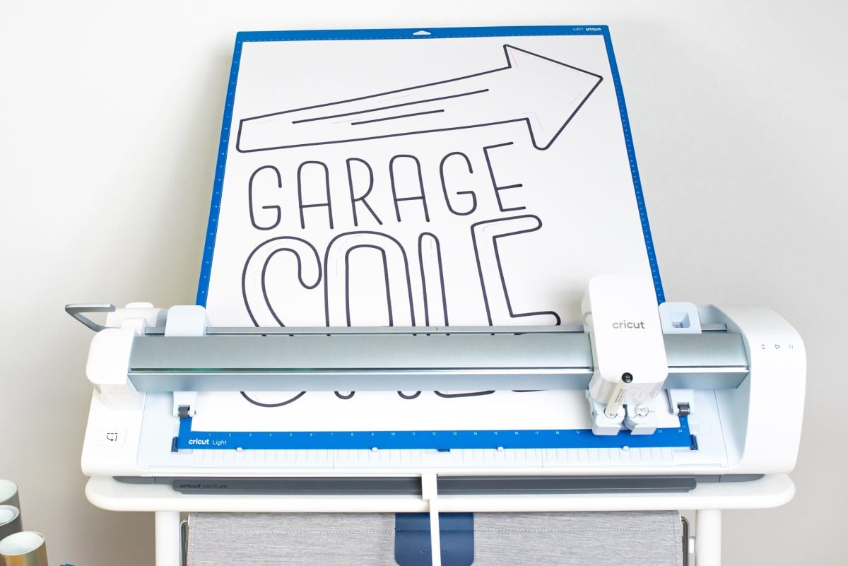 Garage sale sign drawn with Cricut Venture