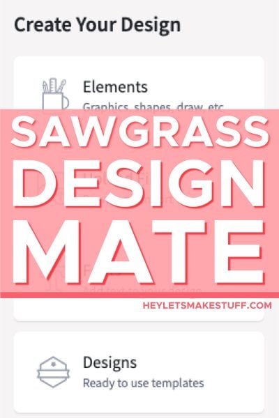 Sawgrass Design Mate feature image with pink text across screenshot of software
