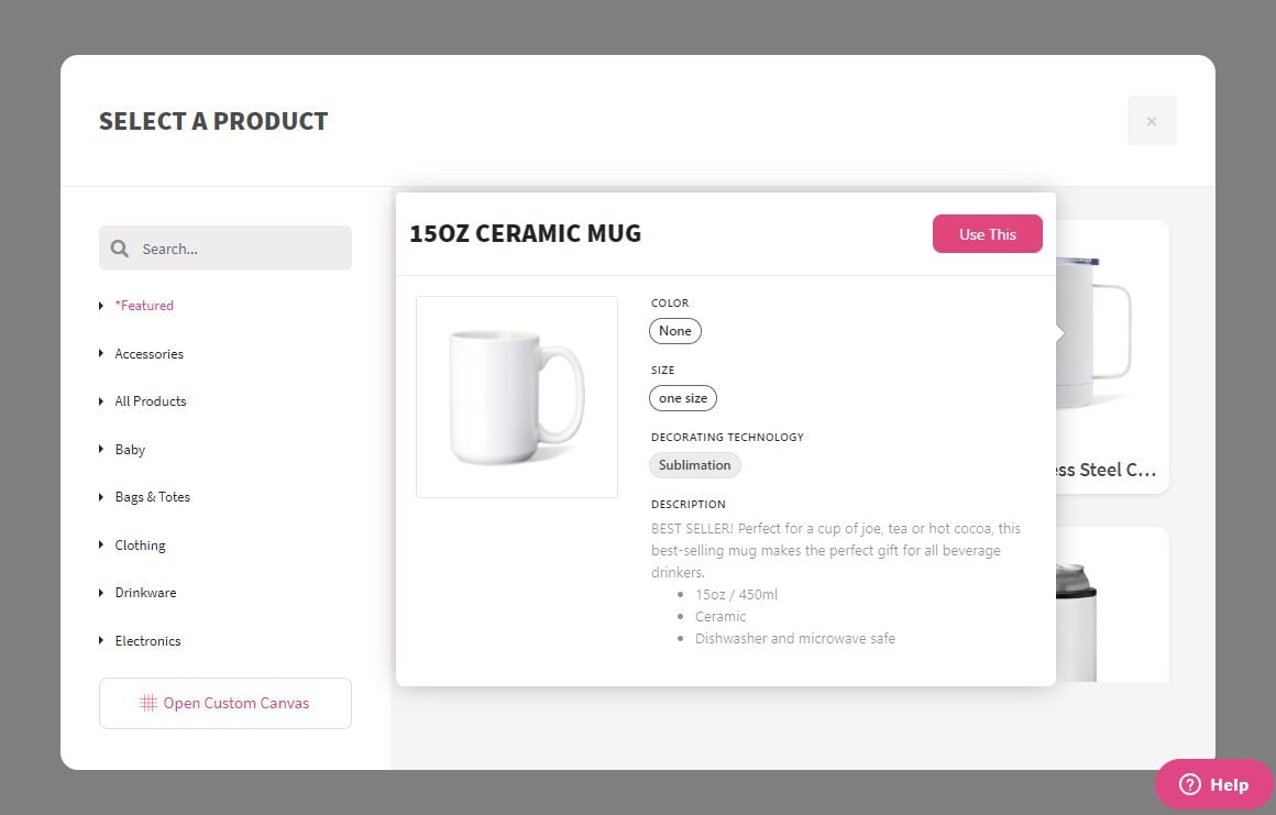 Ceramic mug in DesignMate product tool